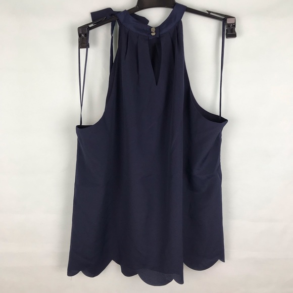 🆕 Macy's  Scalloped hem Faux tie neck top - Picture 6 of 8